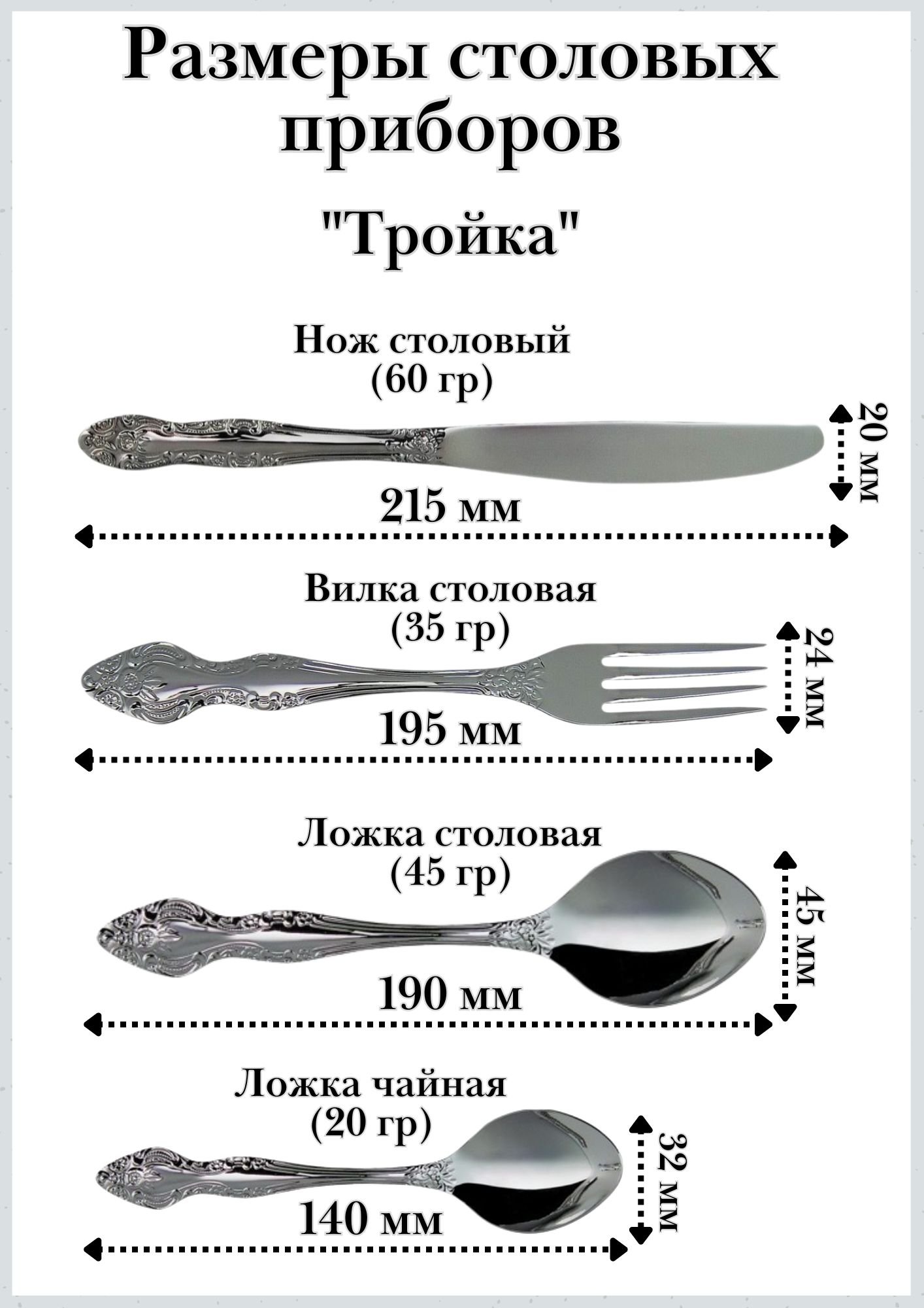 Набор столовых приборов 4 предмета М-3 "Тройка"