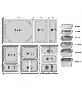 Гастроемкость (1/3) H=2 см L=32,5 см B=17,6 см ProHotel 4010926