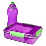 Набор контейнер с разделителями 975 мл и бутылка 330 мл Lunch Sistema 41575 фиолетовый