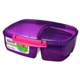 Контейнер фиолетовый 3-х секционный 2 л с баночкой Lunch Sistema 40920