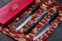 Набор 3 кухонных ножа Samura Blacksmith (23, 43, 95), гвоздичное масло, салфетка SBL-0220C/K