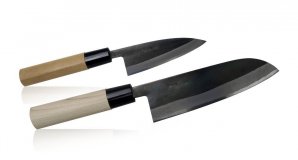 Набор из 2-х кухонных ножей Tadafusa (сантоку и универсальный мини) рукоять дерево setC