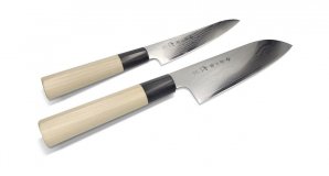 Набор из 2-х кухонных ножей Tojiro (сантоку и универсальный) рукоять дерево GX-201