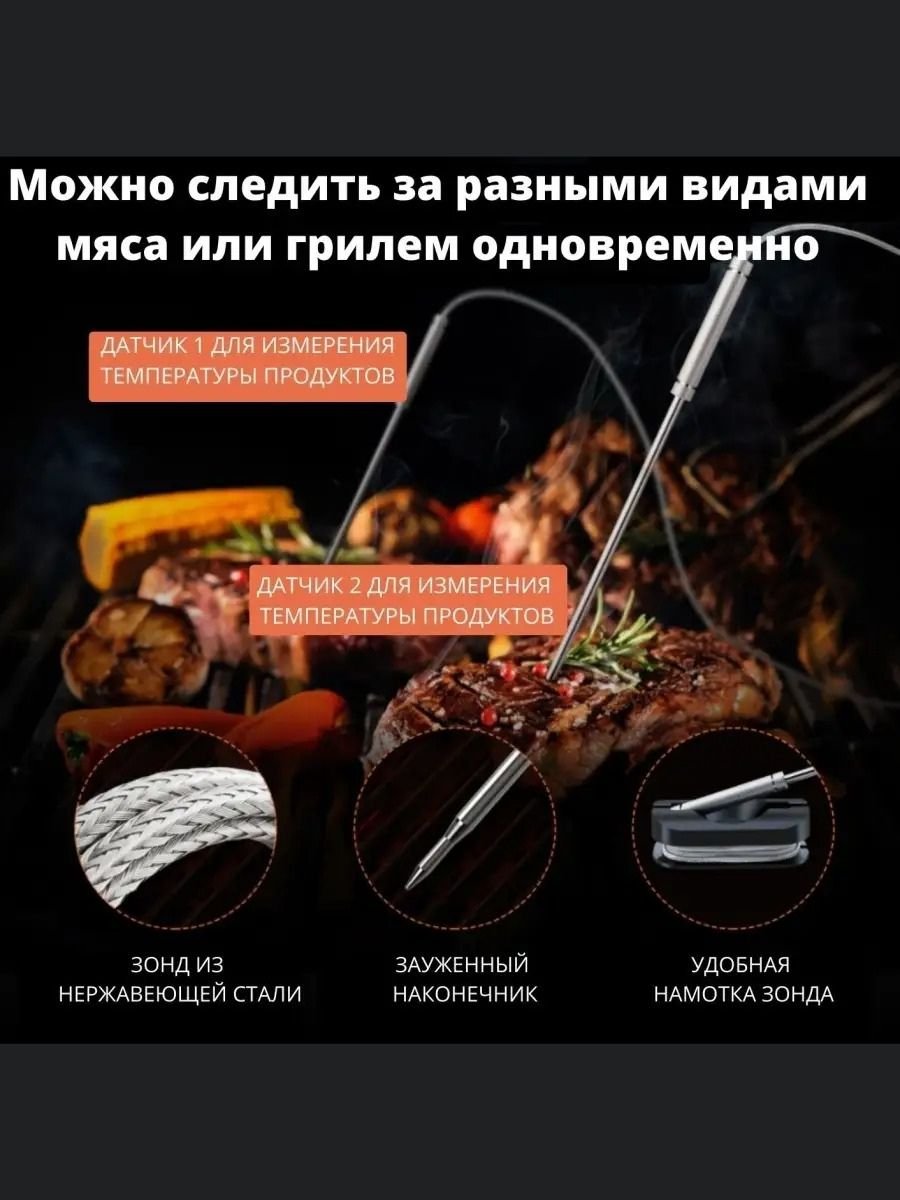Цифровой кухонный термометр с щупом, беспроводной Thermopro TP910