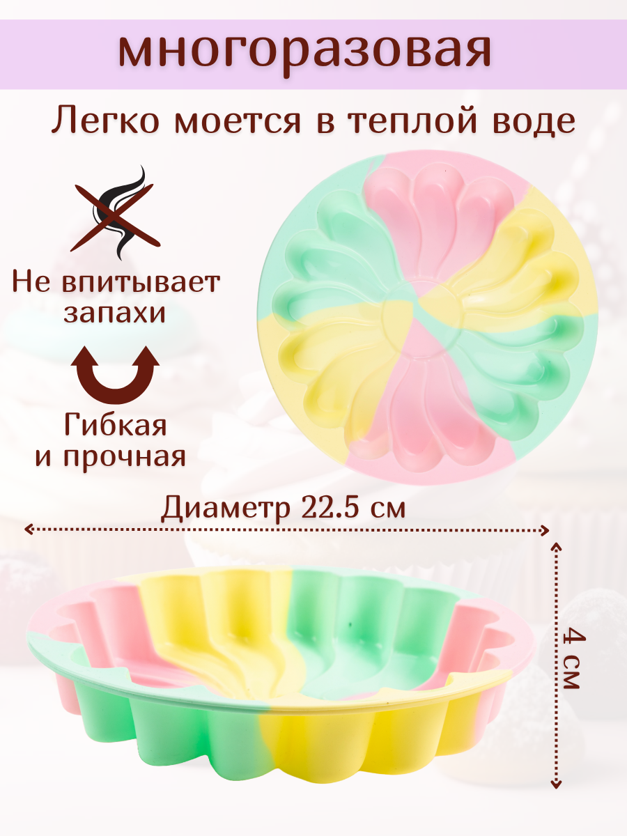 Форма для выпечки, кондитерская 22.5 х 22.5 х 4 см Wefun силикон