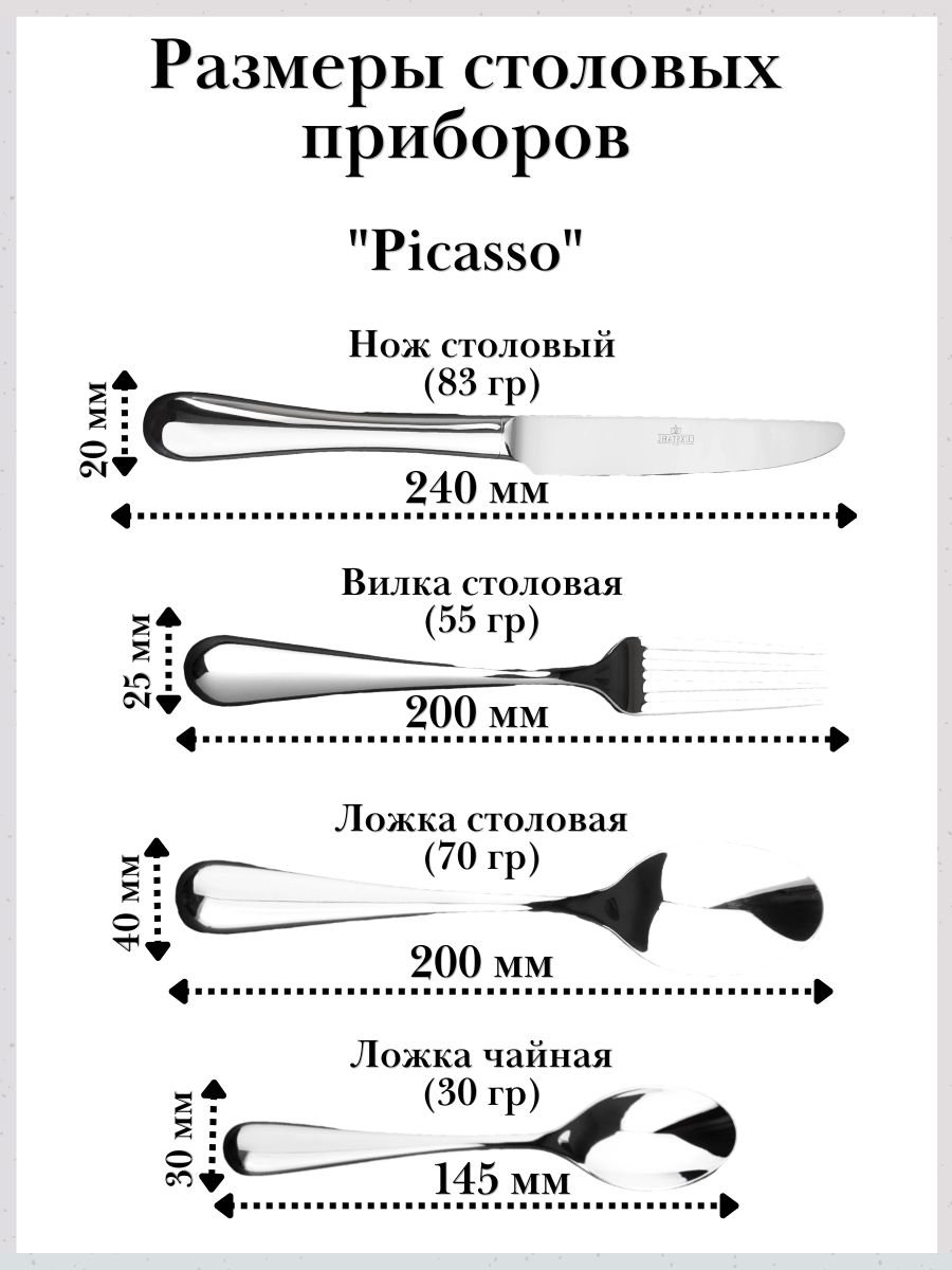 Нож столовый "Picasso" Luxstahl 4 шт