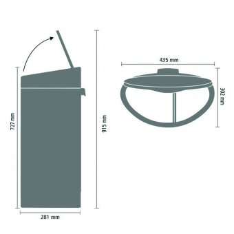 Мусорный бак Touch Bin new двухсекционный (10/23л) Brabantia 100680