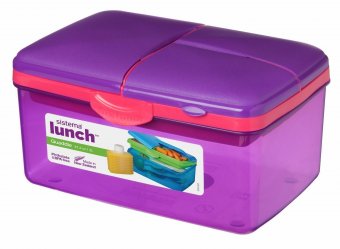 Ланчбокс фиолетовый 4-х секционный 2 л с бутылкой Lunch Sistema 3970С6