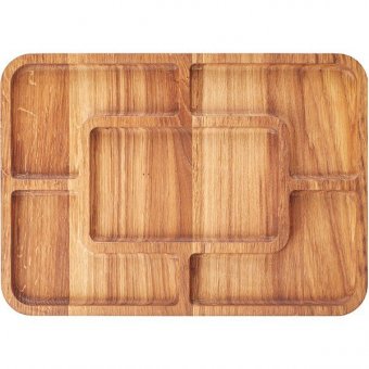 Менажница прямоугольная 5 секций PPwood дуб L=300, B=250 мм 3023858