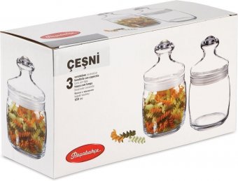 Банки с крышкой "Cesni" для сыпучих продуктов, набор 3 шт, 650 мл, стекло, PASABAHCE, 97424