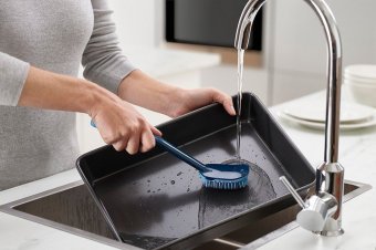 Щетка для мытья посуды cleantech с запасной насадкой синяя арт. 85157