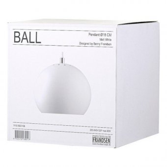 Лампа подвесная ball, белая матовая, белый шнур, арт. 1115_0600106