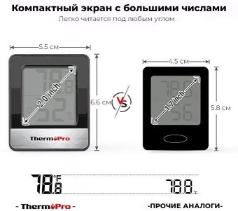 Термометр гигрометр цифровой ThermoPro TP49, черный