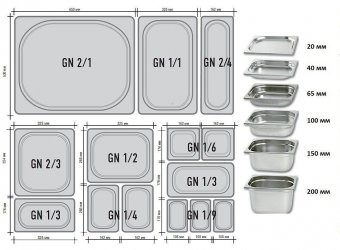 Гастроемкость (2/3) H=10 см L=32,5 см B=35,4 см ProHotel