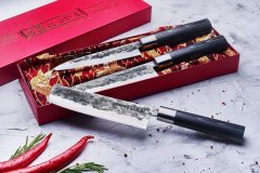Набор 3 кухонных ножа Samura Blacksmith (23, 43, 95), гвоздичное масло, салфетка SBL-0220C/K