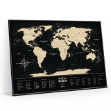 Cкретч-карта мира travel map black world в металлической раме, арт. BWF