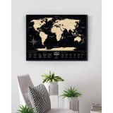 Cкретч-карта мира travel map black world в металлической раме, арт. BWF